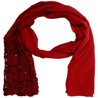 Half Net Diamond Stole- Apple Red